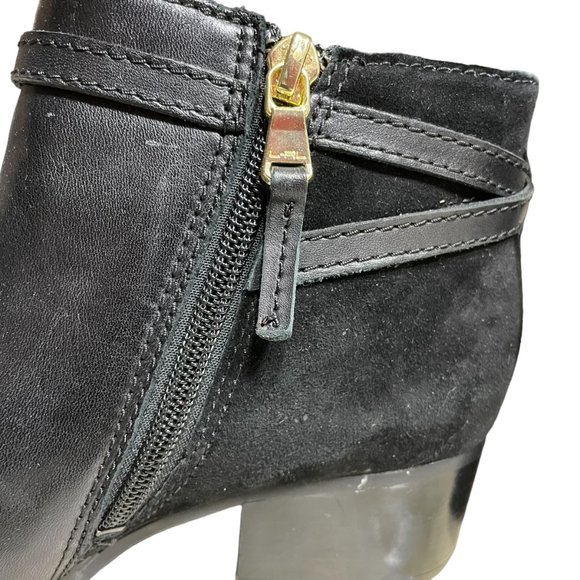 Ralph Lauren Leather Ankle Boots 5.5 Suede Block Heel Almond Toe Strap Harness - Picture 8 of 14